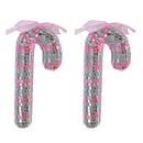 Sparkly Glass Candy Cane Ornament - Set of 2