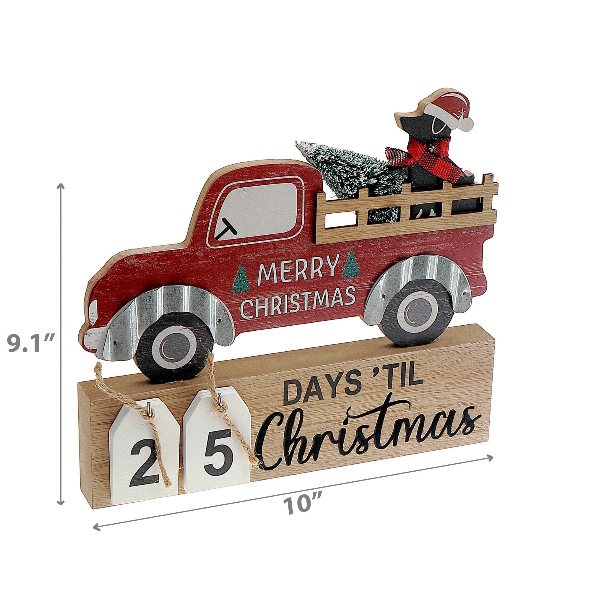 Wooden Calendar Christmas Countdown Dog – Holiday Tabletop Decoration, Festive Winter Countdown Calendar