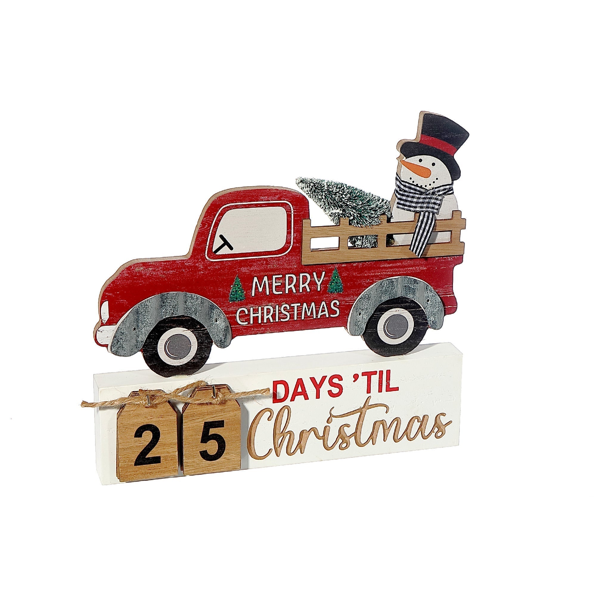 Wooden Calendar Christmas Countdown Snowman – Holiday Tabletop Decoration, Festive Winter Countdown Calendar