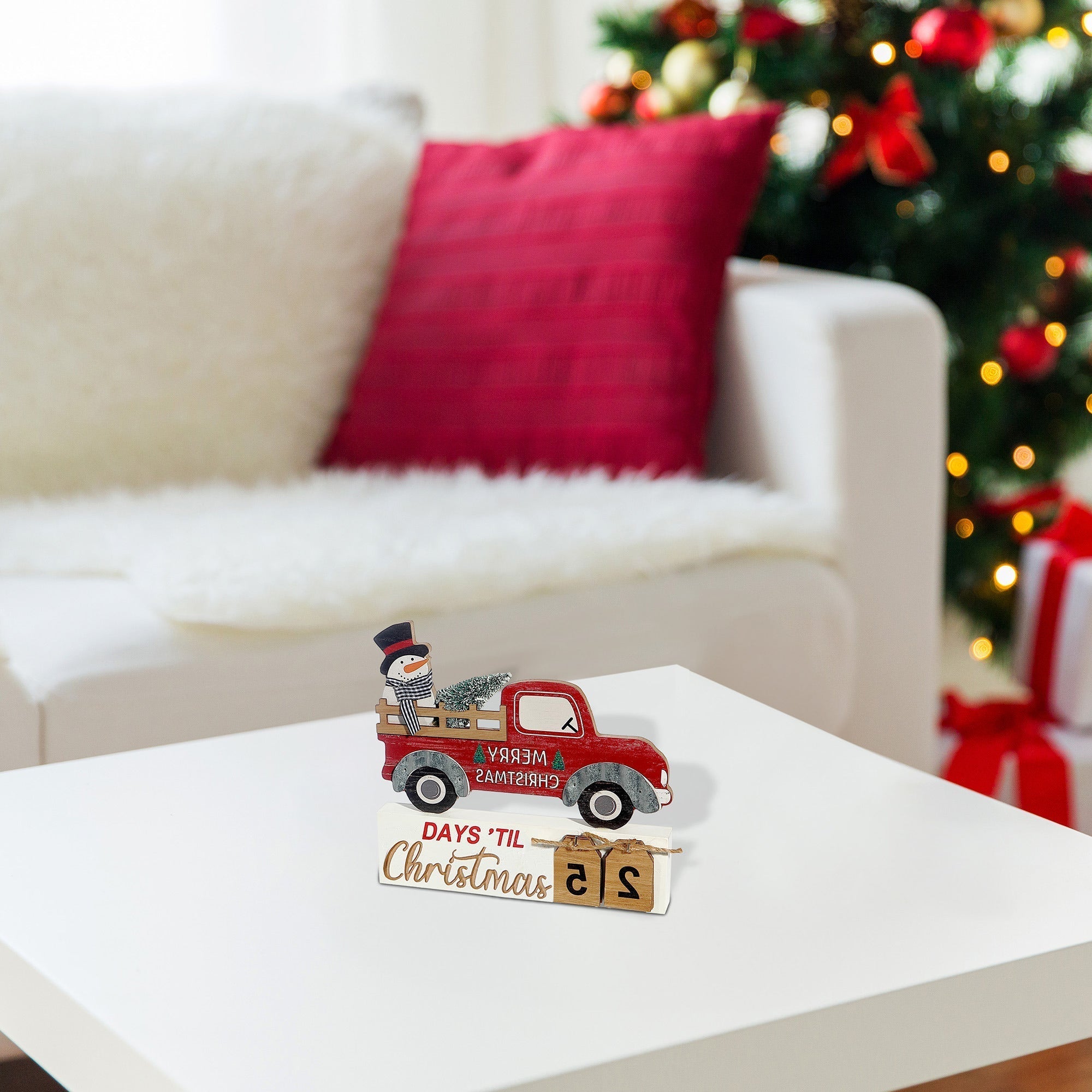 Wooden Calendar Christmas Countdown Snowman – Holiday Tabletop Decoration, Festive Winter Countdown Calendar