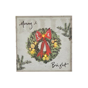 Wooden Christmas Tree and Wreath Canvas Wall Art, Assorted Holiday Home Decoration, Set of 2