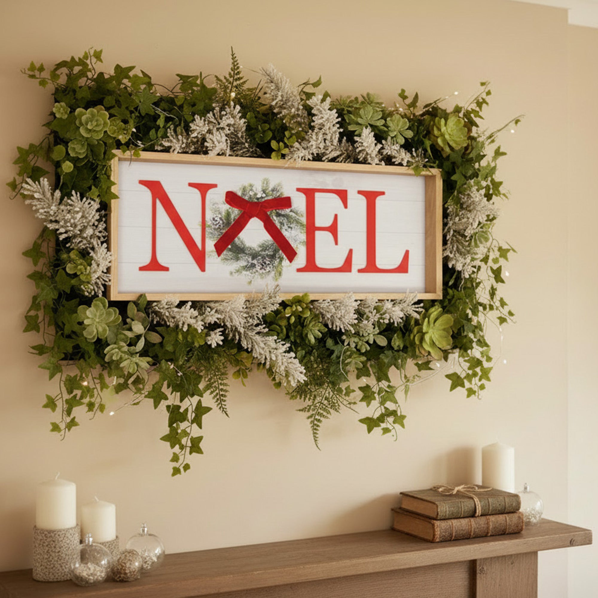 MDF Wall Sign Noel Wreath, Christmas, Wall Decor, Holiday Decor