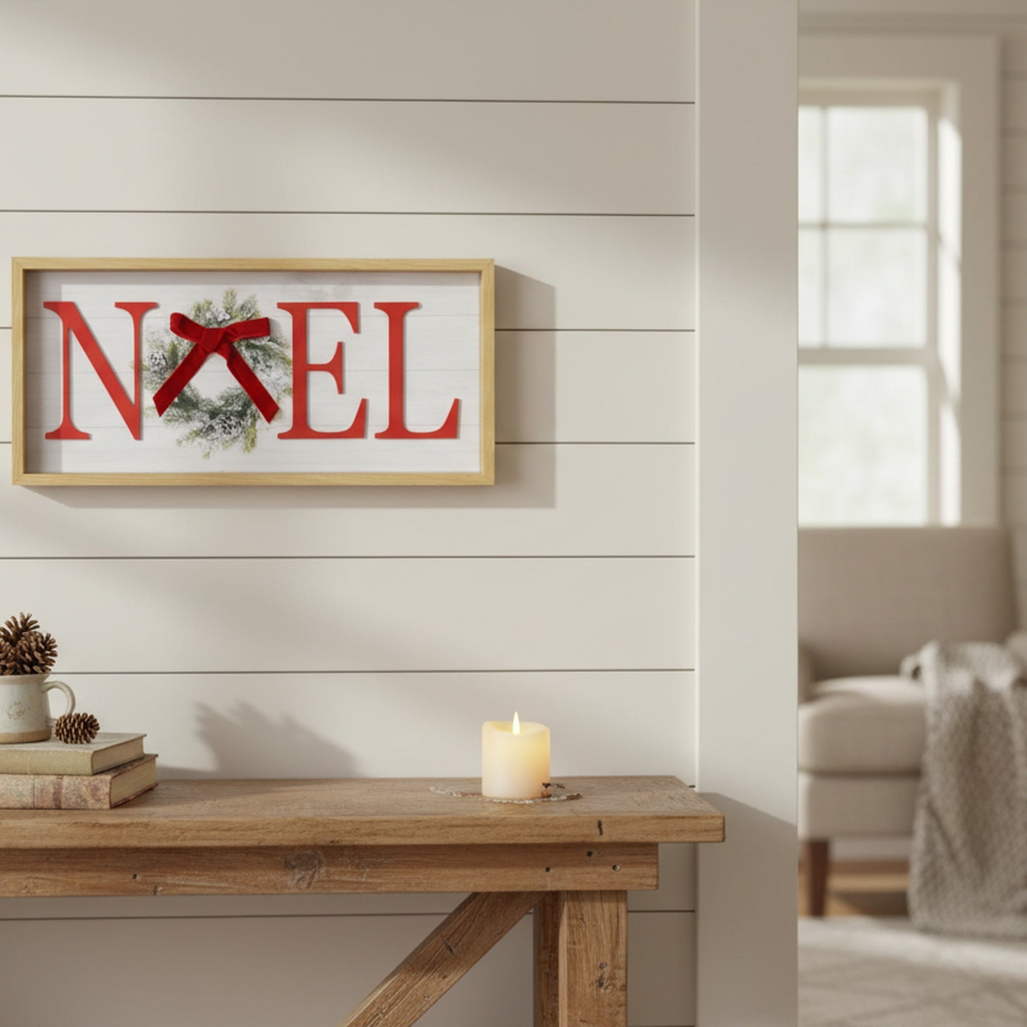 MDF Wall Sign Noel Wreath, Christmas, Wall Decor, Holiday Decor
