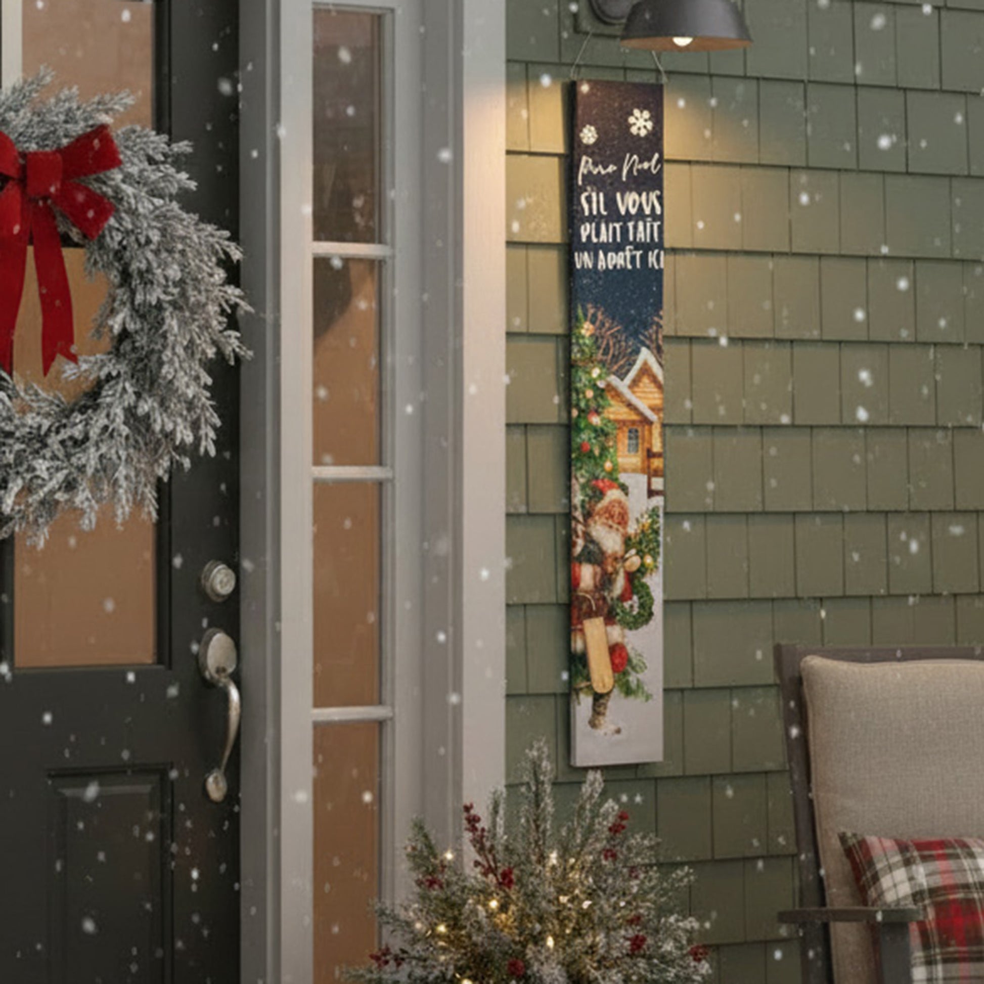 Canvas Porch Sign Pere Noel S'il Vous Plait Fait Un Arret Ici!, Christmas, Wall Decor, Holiday Decor