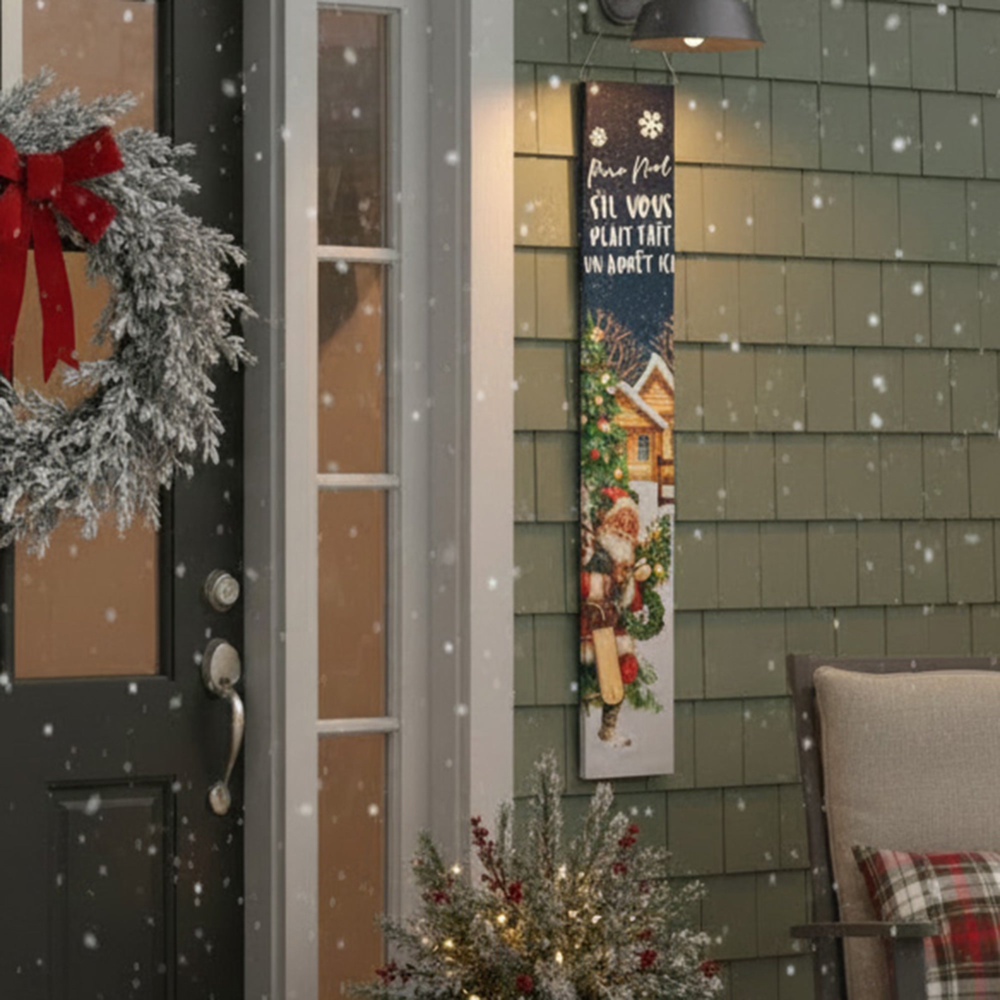 Canvas Porch Sign Pere Noel S'il Vous Plait Fait Un Arret Ici!, Christmas, Wall Decor, Holiday Decor
