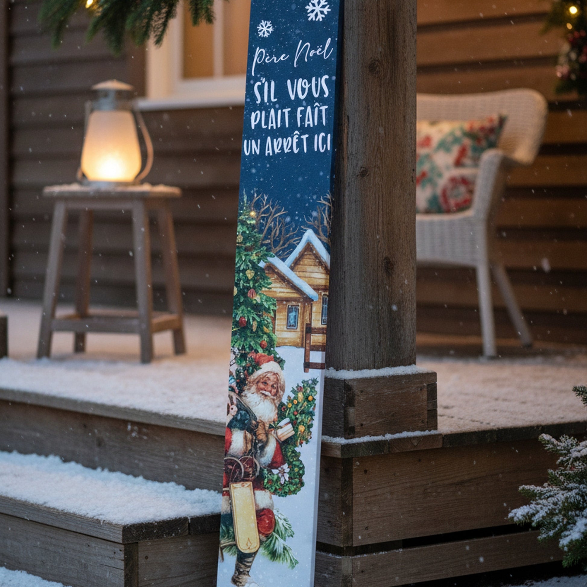 Canvas Porch Sign Pere Noel S'il Vous Plait Fait Un Arret Ici!, Christmas, Wall Decor, Holiday Decor