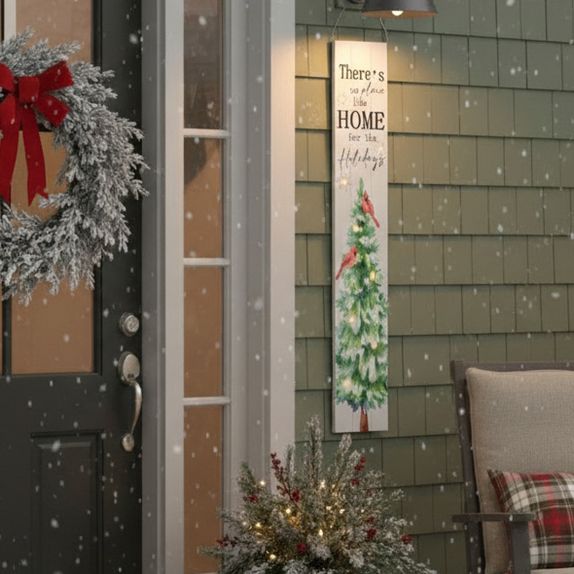Canvas Porch Sign There's No Place Like Home for the Holidays, Wall Decor, Holiday Decor