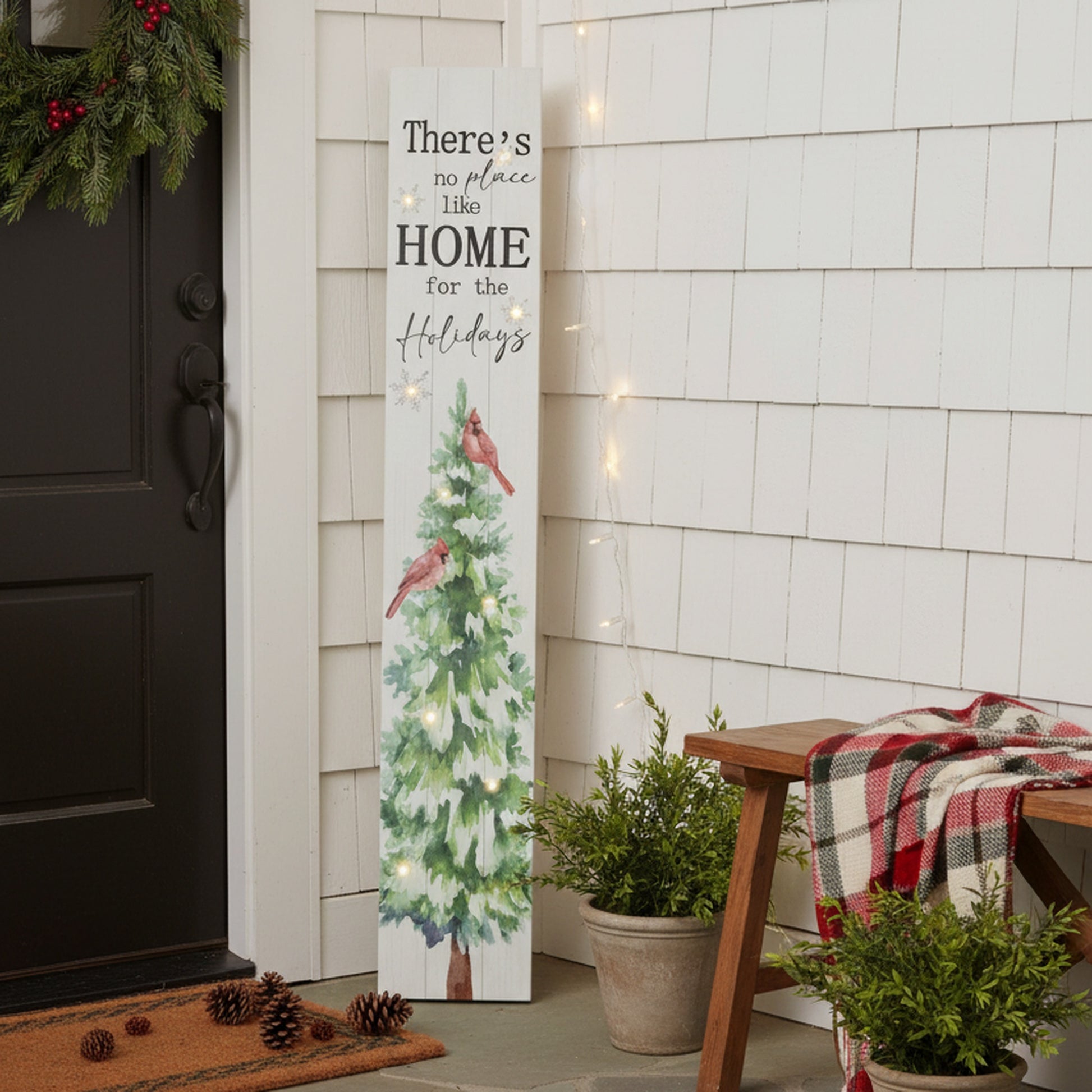 Canvas Porch Sign There's No Place Like Home for the Holidays, Wall Decor, Holiday Decor