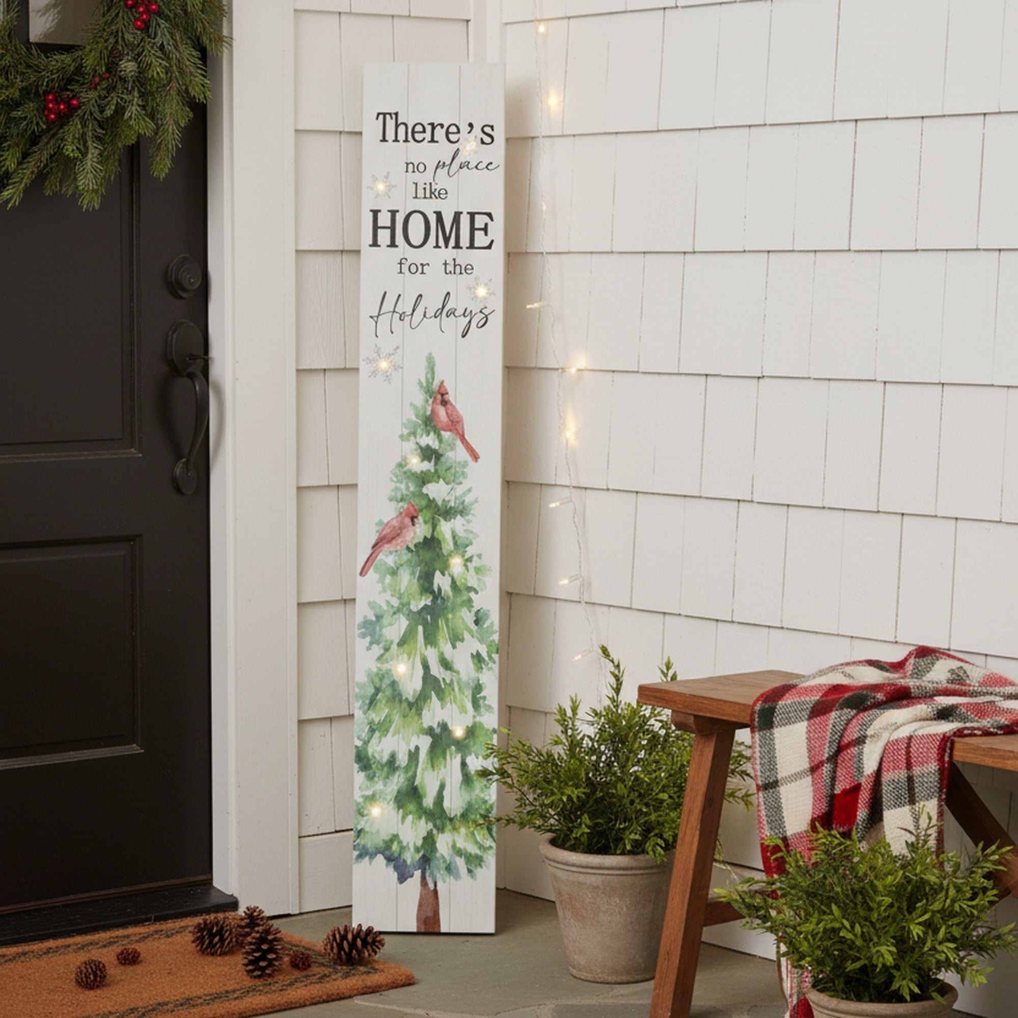 Canvas Porch Sign There's No Place Like Home for the Holidays, Wall Decor, Holiday Decor