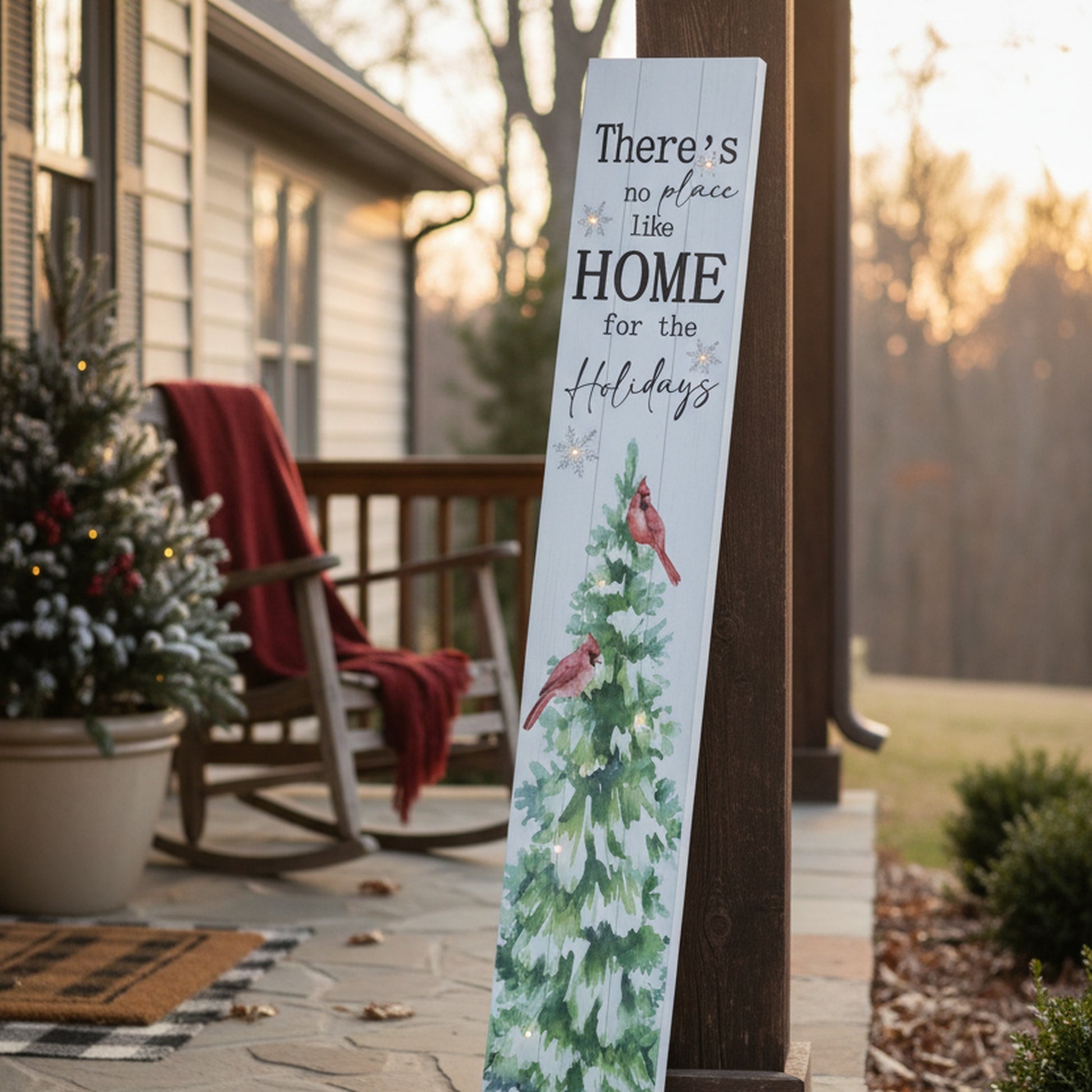 Canvas Porch Sign There's No Place Like Home for the Holidays, Wall Decor, Holiday Decor