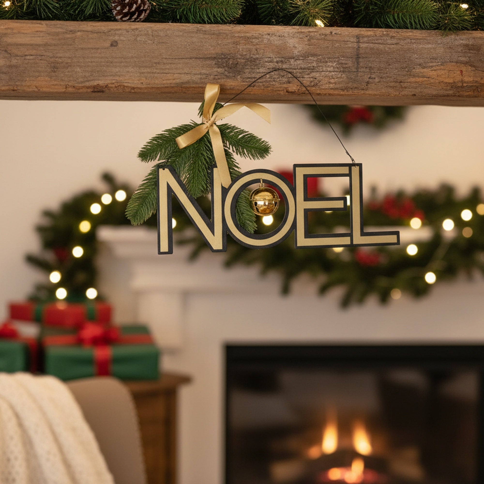 Metal Wall Hanger with Jingle Bell Noel, Christmas, Jingle Bells, Holiday Decor