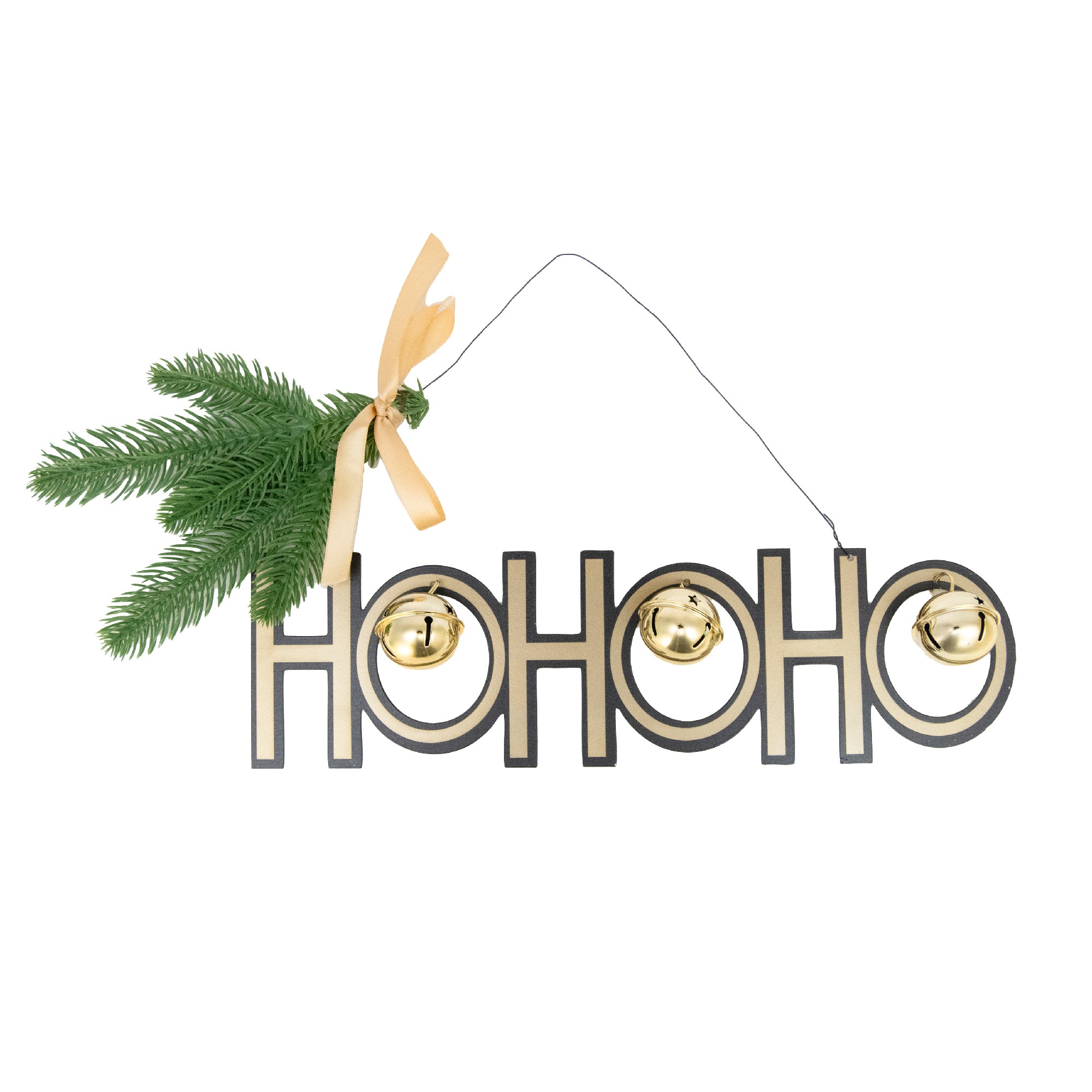 Metal Wall Hanger with Jingle Bell Ho Ho Ho, Christmas, Jingle Bells, Holiday Decor