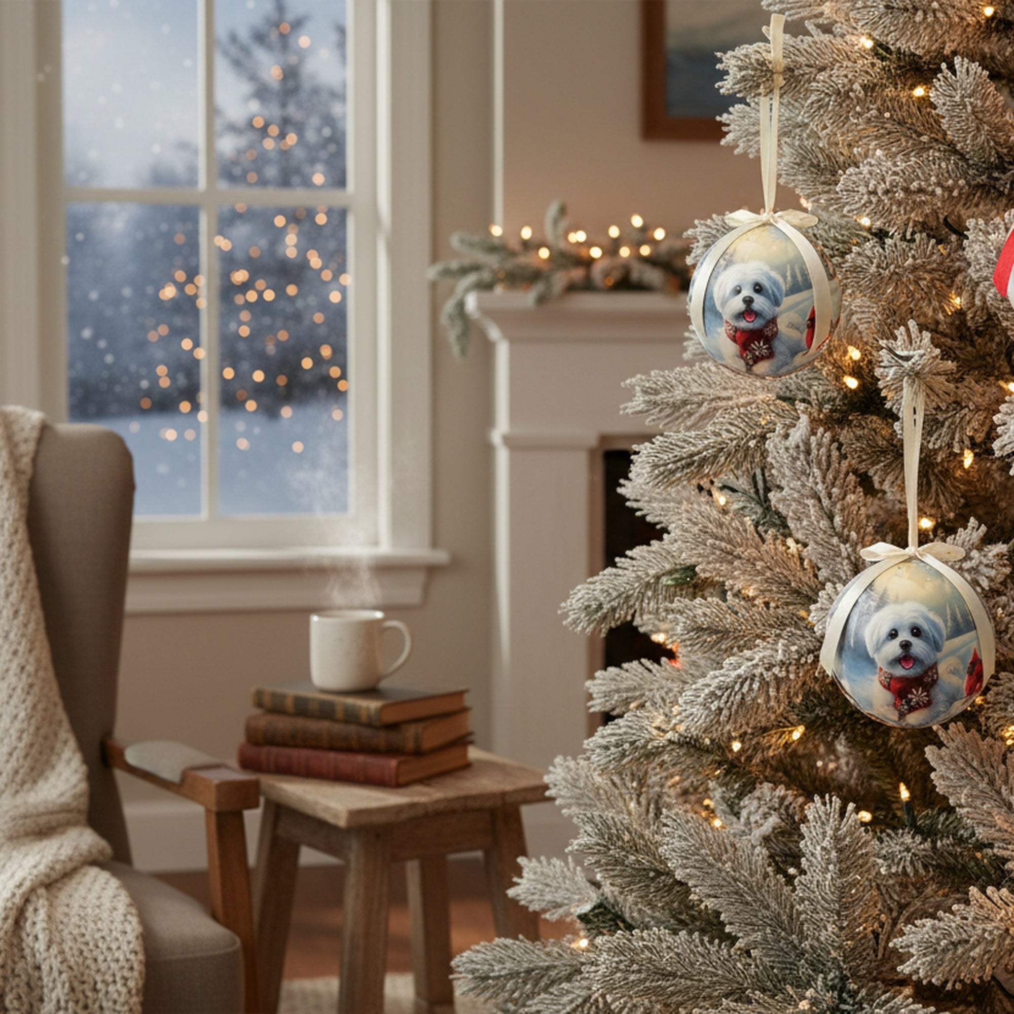 Ribbon Ornament Cat & Dog Assorted, Ornament, Holiday Decor- Set of 12