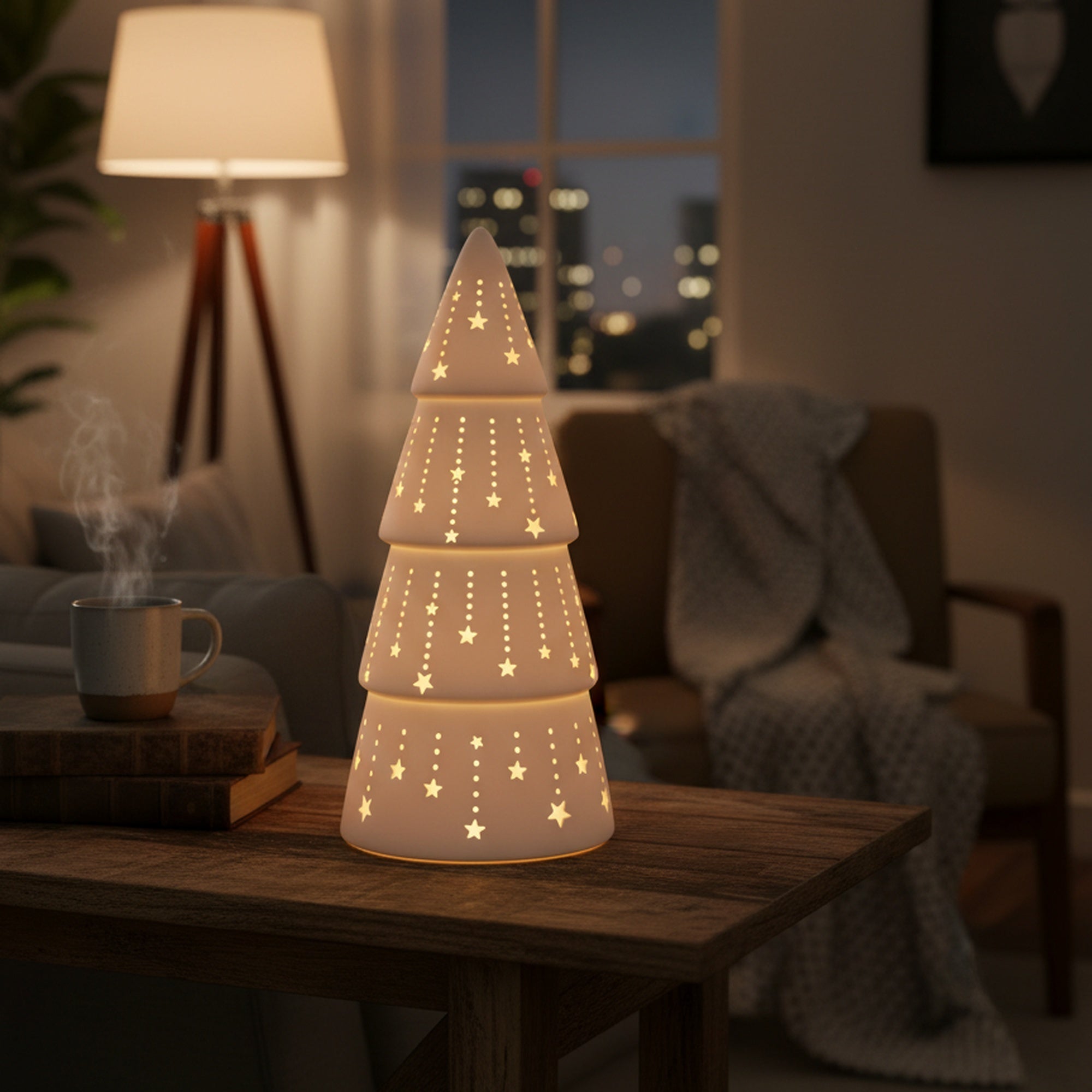 LED Ceramic Tree with Shooting Stars, Christmas, Holiday Decor