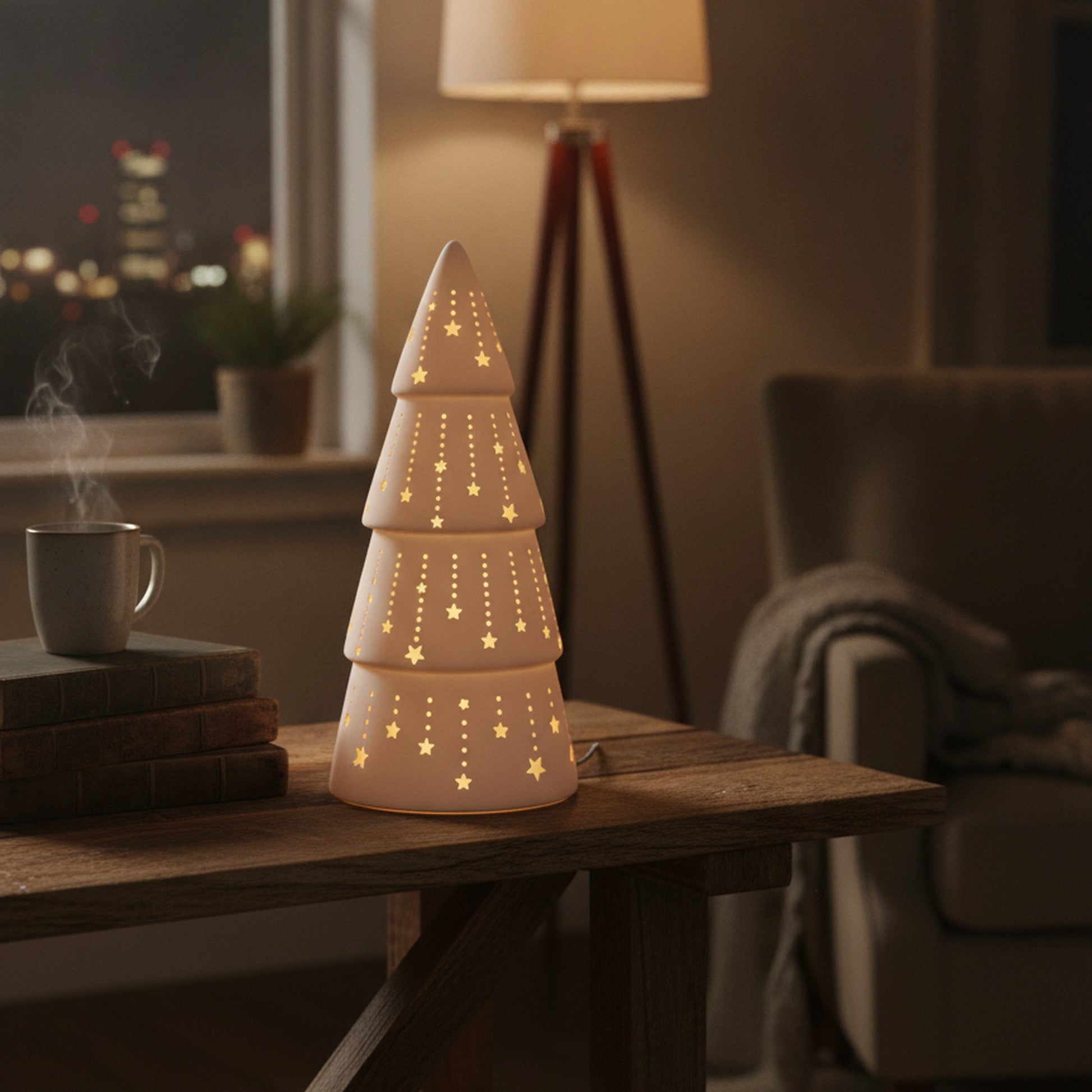 LED Ceramic Tree with Shooting Stars, Christmas, Holiday Decor