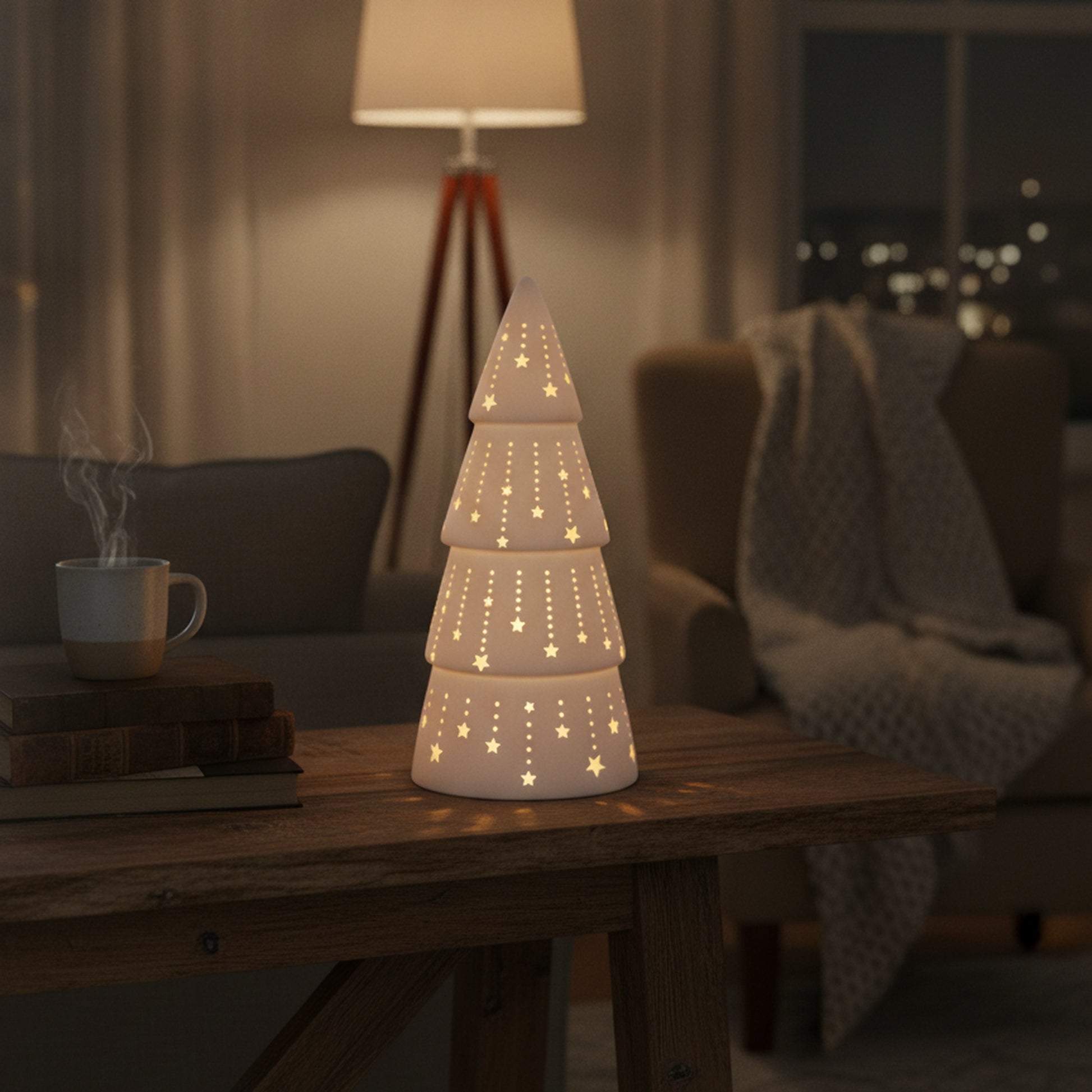 LED Ceramic Tree with Shooting Stars, Christmas, Holiday Decor