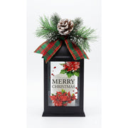 LED Black Lantern with Greenery Merry Christmas, Christmas, Lantern, Holiday Decor