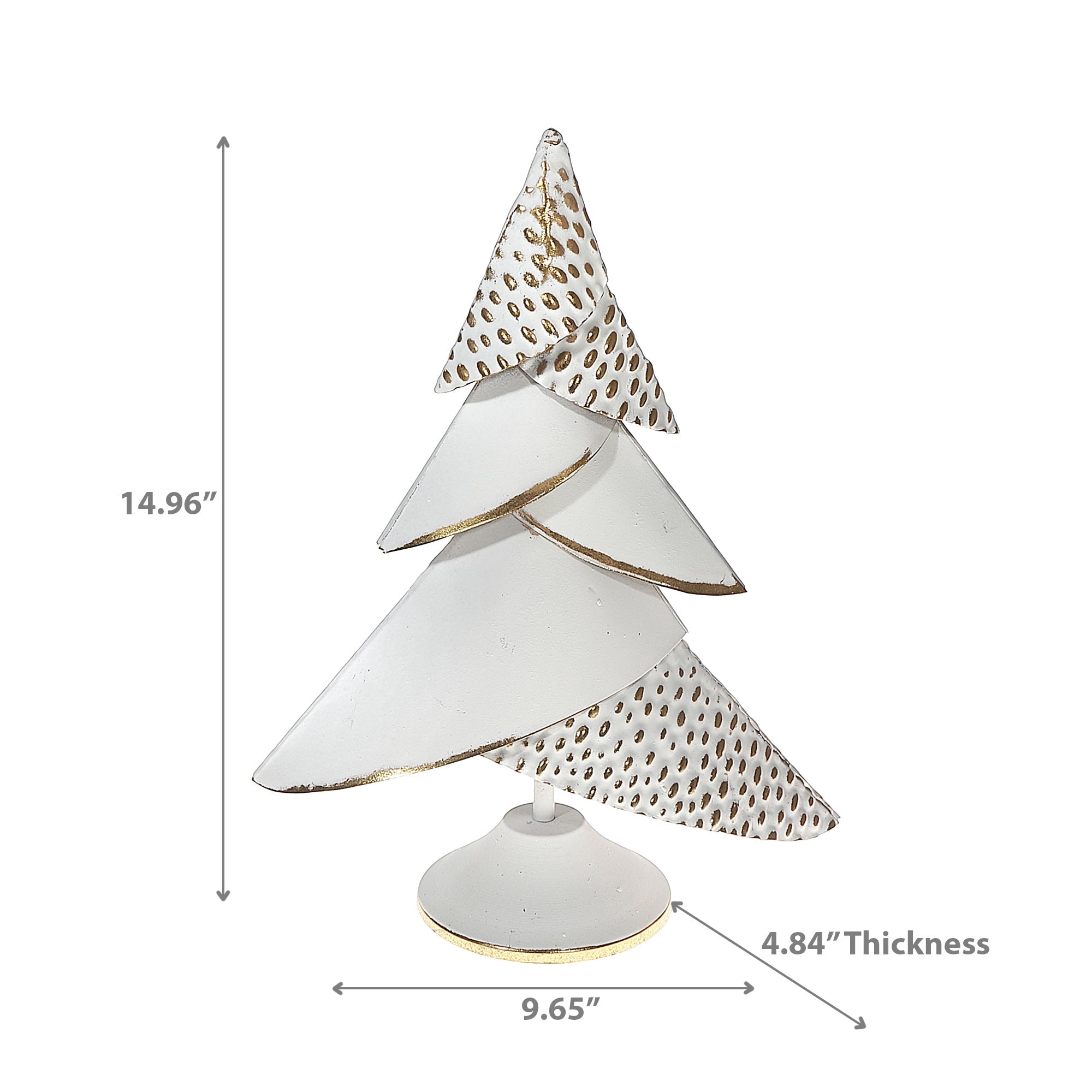 6-Layer Gold & White Metal Christmas Tree – Holiday Table Decor