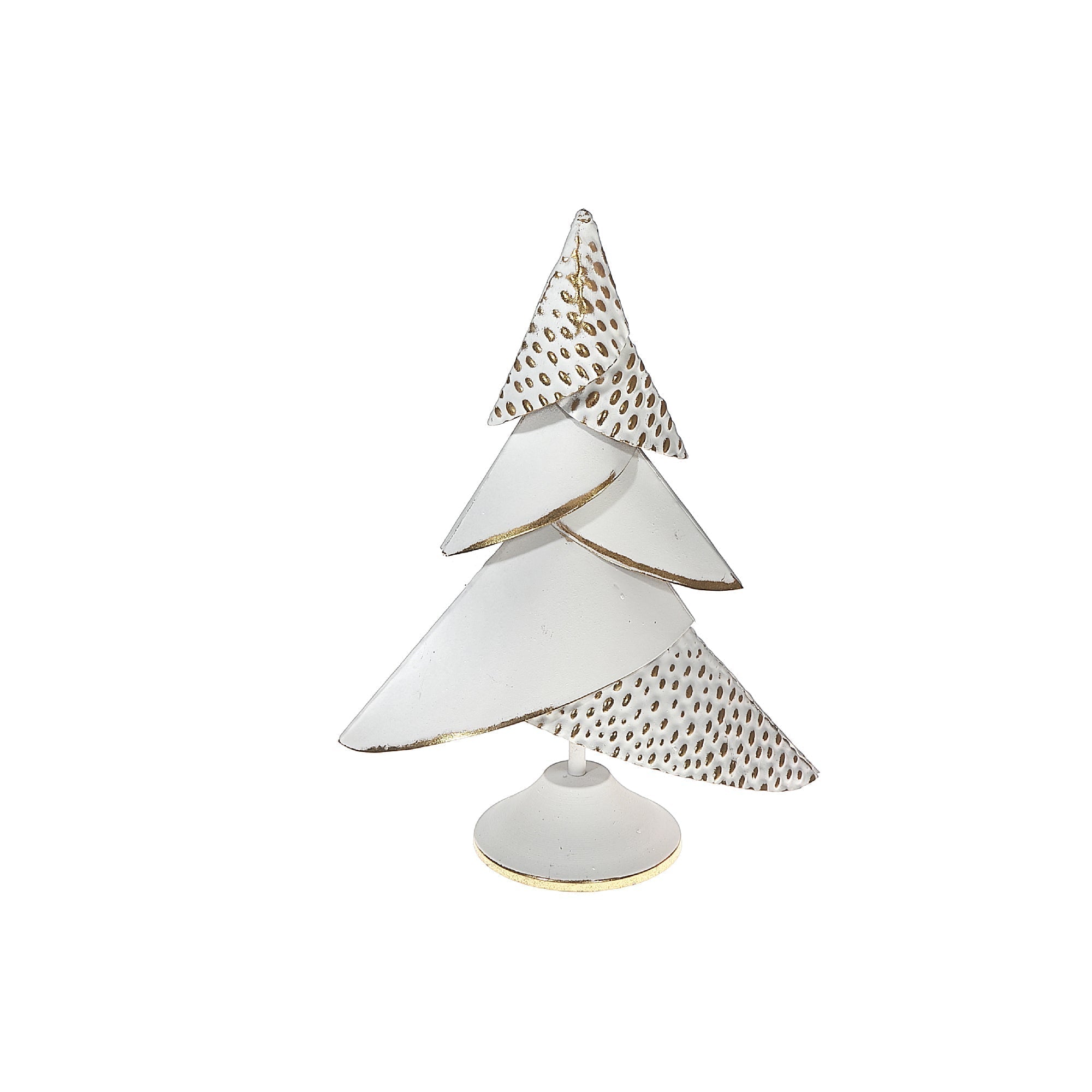 6-Layer Gold & White Metal Christmas Tree – Holiday Table Decor