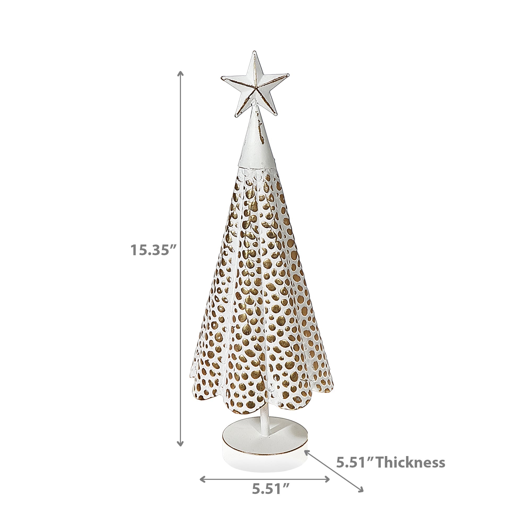 Filigree Gold & White Metal Christmas Tree – Holiday Table Decoration