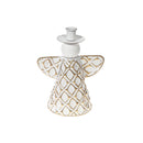 Gold With White Angel Metal Candle Holder