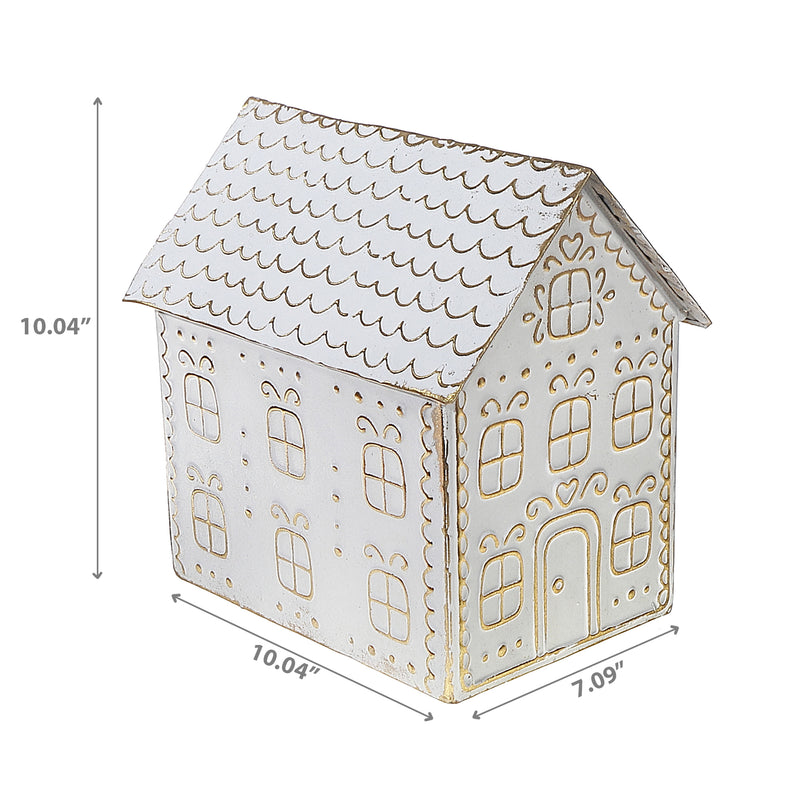 Gold And White Gingerbread Metal House