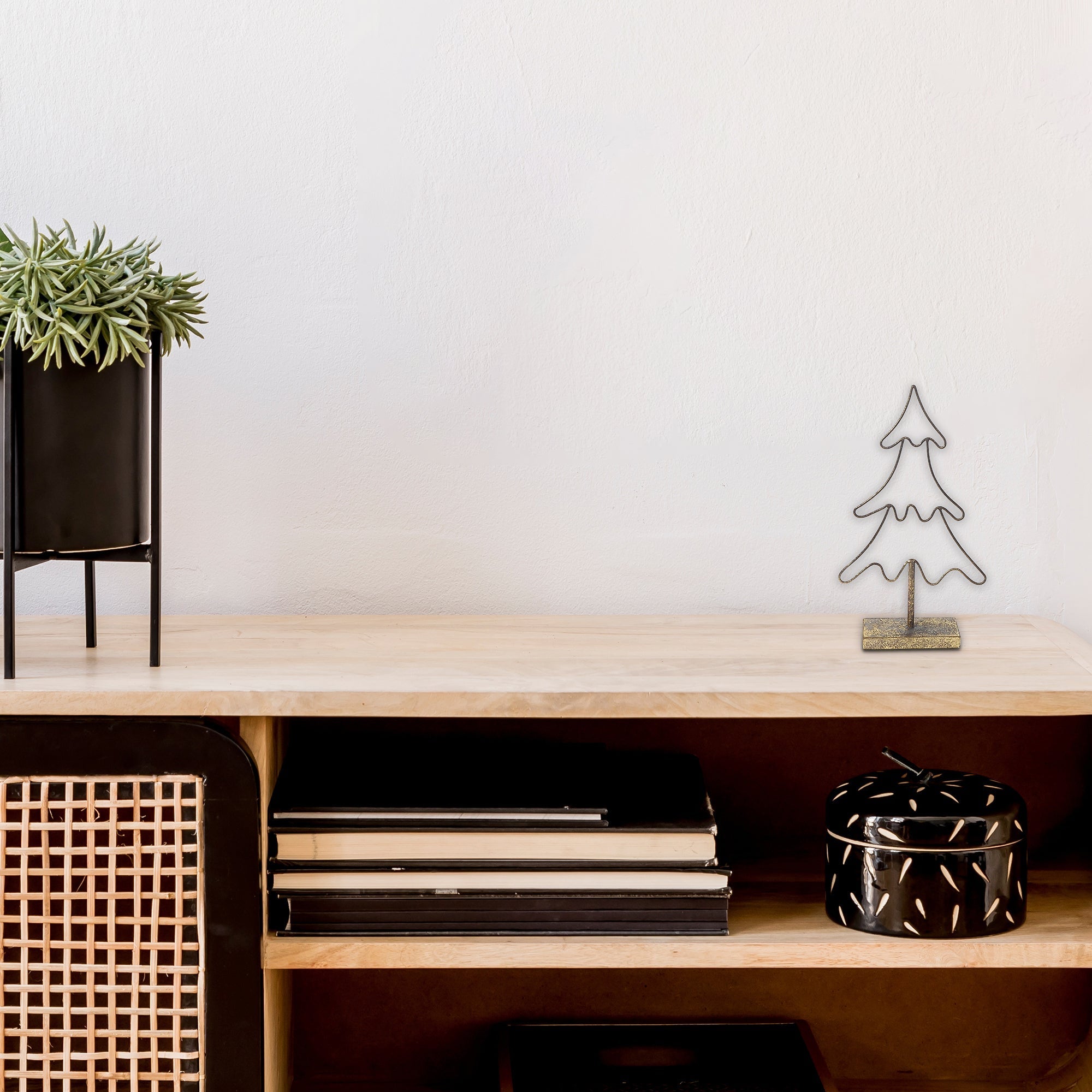 Wire Metal Tree Small, Metal Christmas Tree Decor, Holiday Tabletop Decoration, Minimalist Christmas Decor