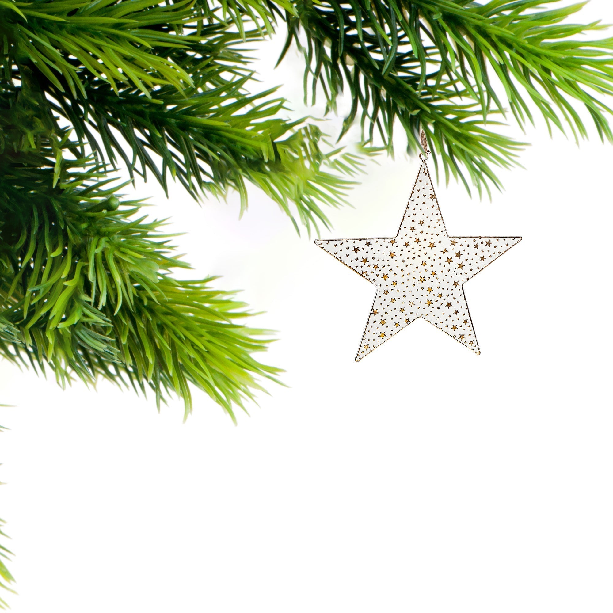 Large White & Gold Star Christmas Ornament – Holiday Tree Decoration