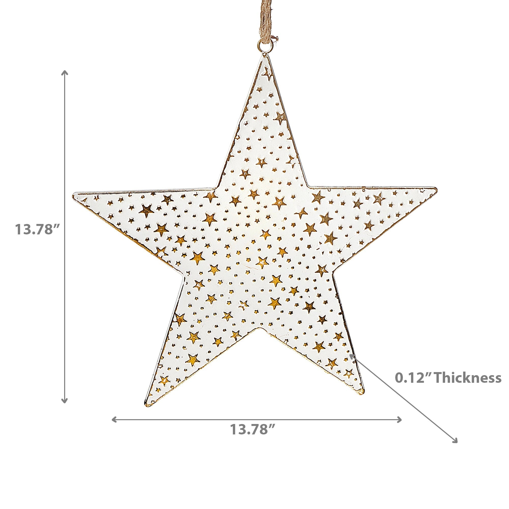 Large White & Gold Star Christmas Ornament – Holiday Tree Decoration