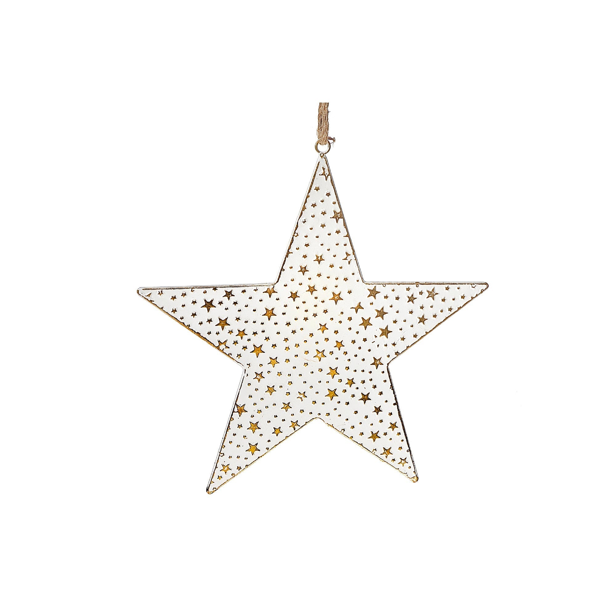 Large White & Gold Star Christmas Ornament – Holiday Tree Decoration