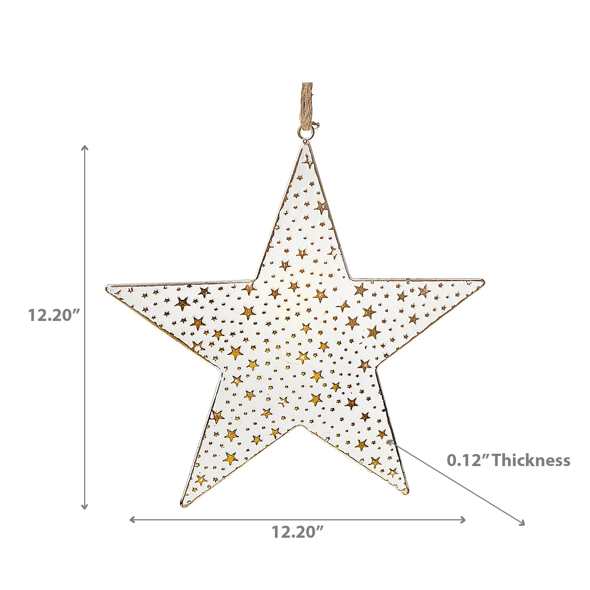 Medium White & Gold Star Christmas Ornament – Holiday Tree Decoration