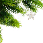Small White & Gold Star Christmas Ornament – Holiday Tree Decoration
