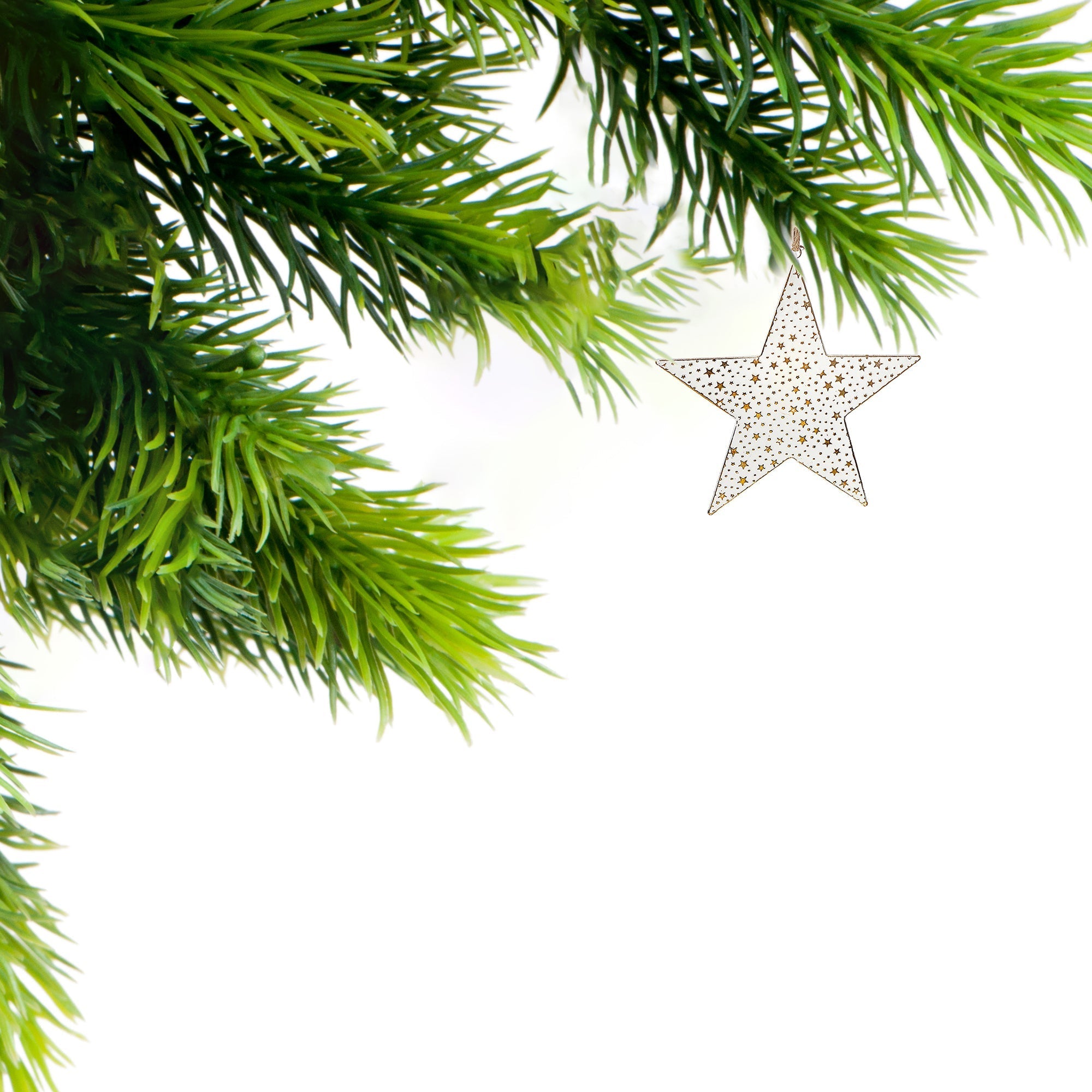 Small White & Gold Star Christmas Ornament – Holiday Tree Decoration