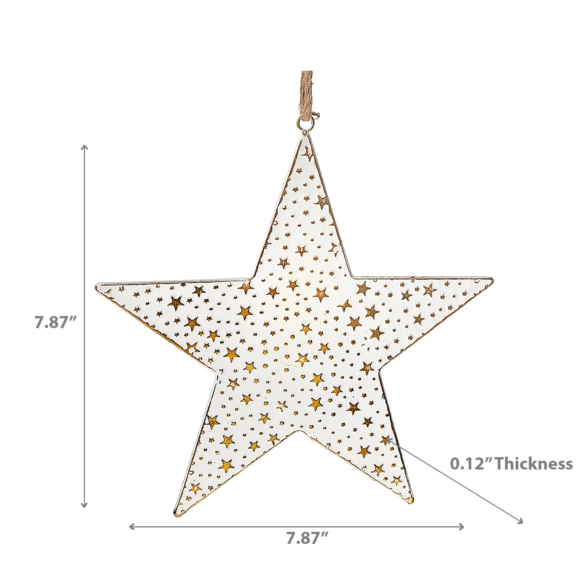 Small White & Gold Star Christmas Ornament – Holiday Tree Decoration