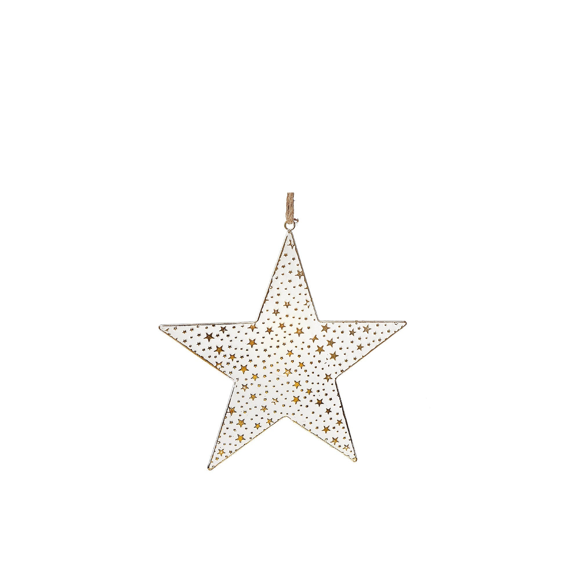 Small White & Gold Star Christmas Ornament – Holiday Tree Decoration