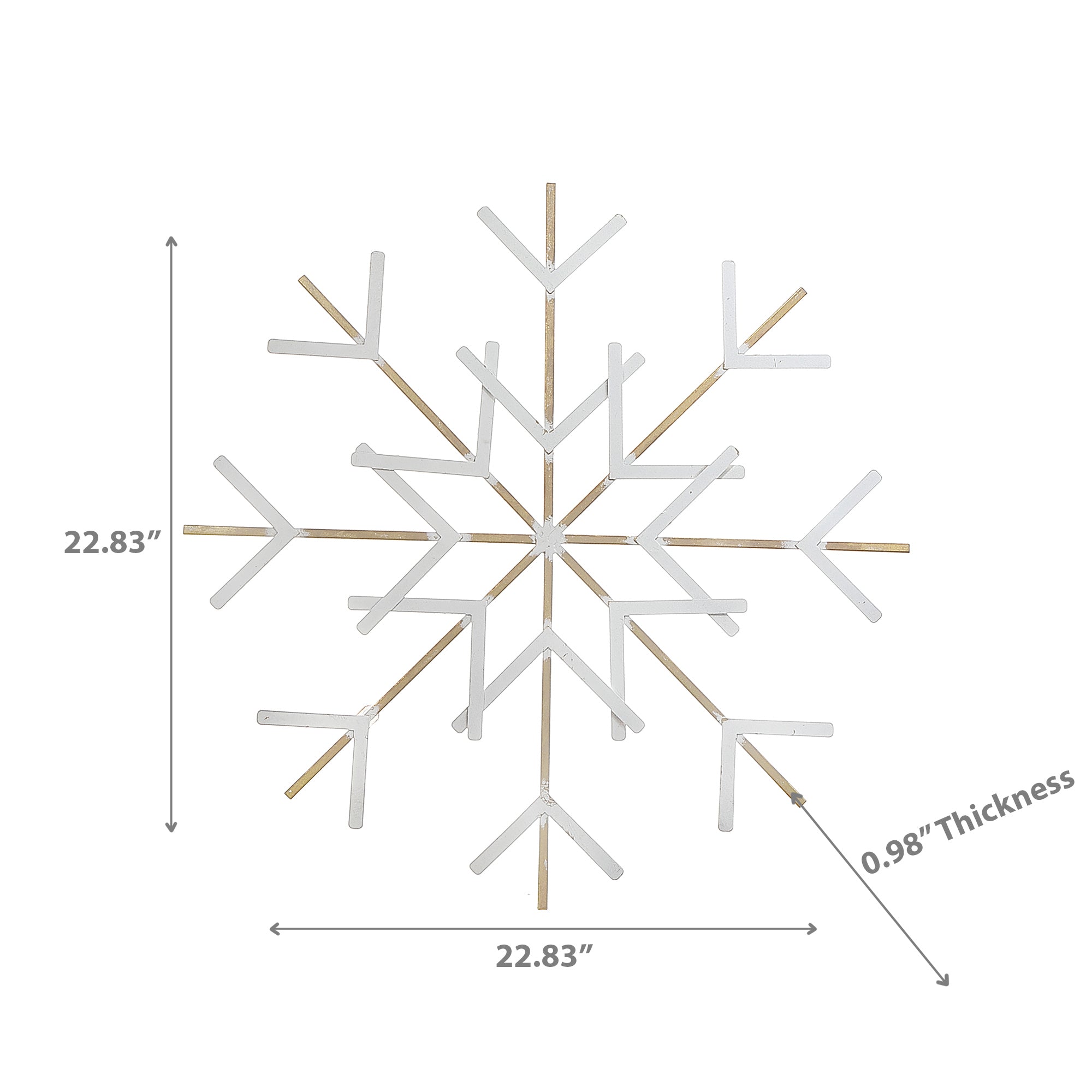 Large White & Gold Metal Snowflake Wall Decor – Christmas Holiday Decoration