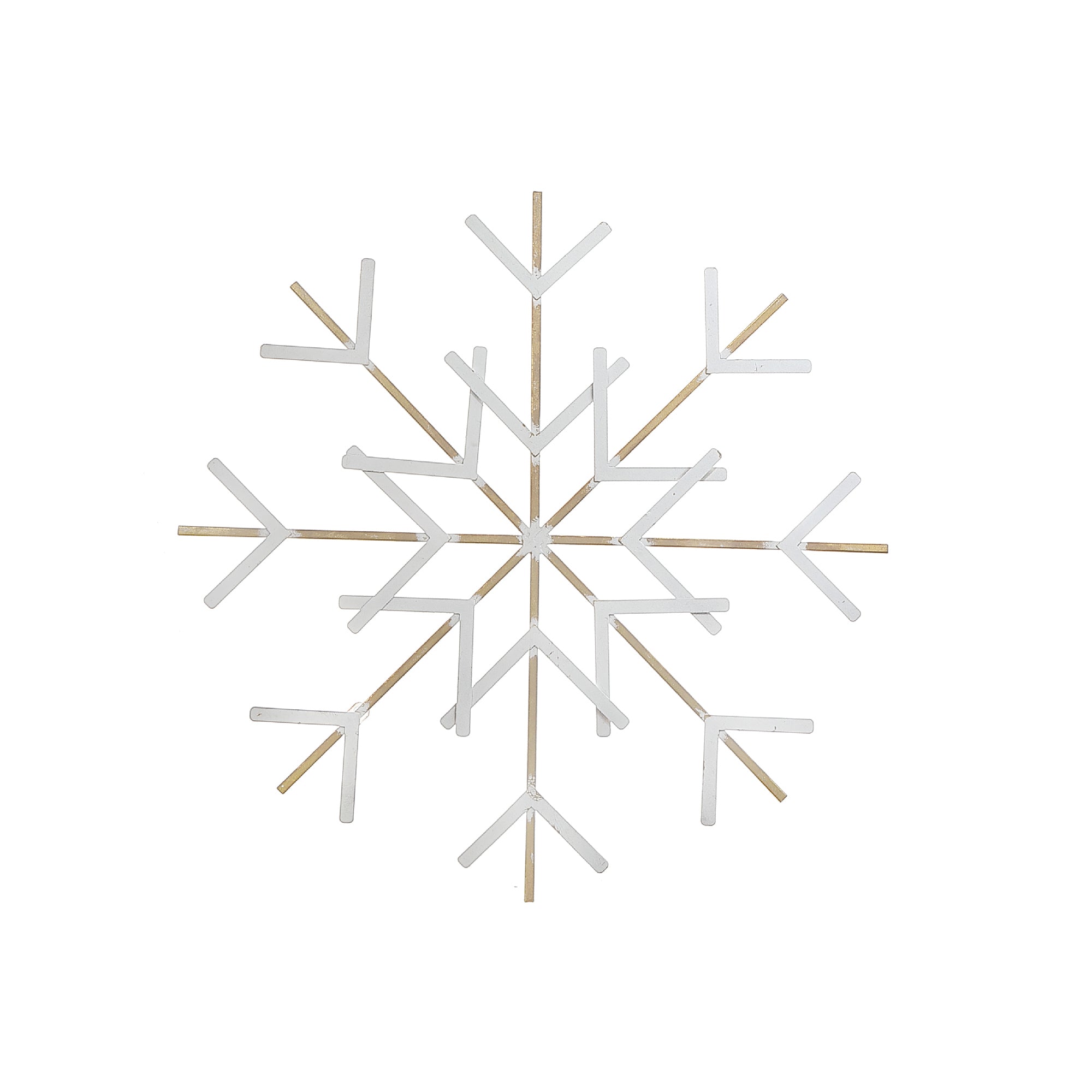 Large White & Gold Metal Snowflake Wall Decor – Christmas Holiday Decoration