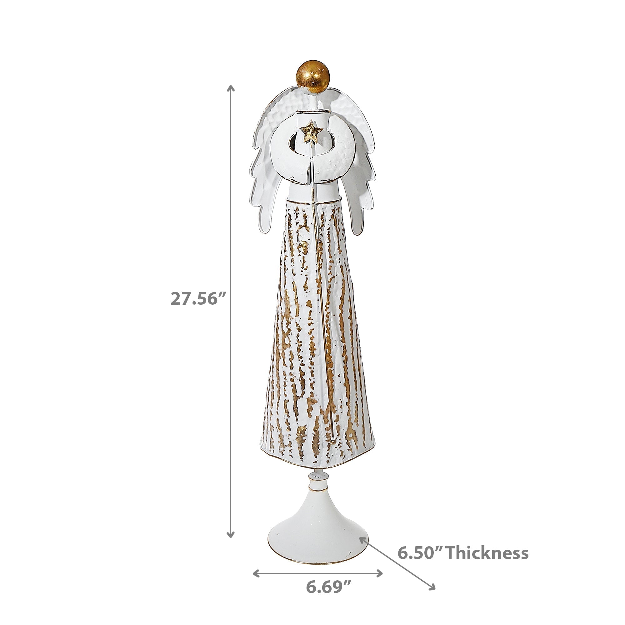 Large Metal Winged Angel Statue – Holiday Christmas Decor
