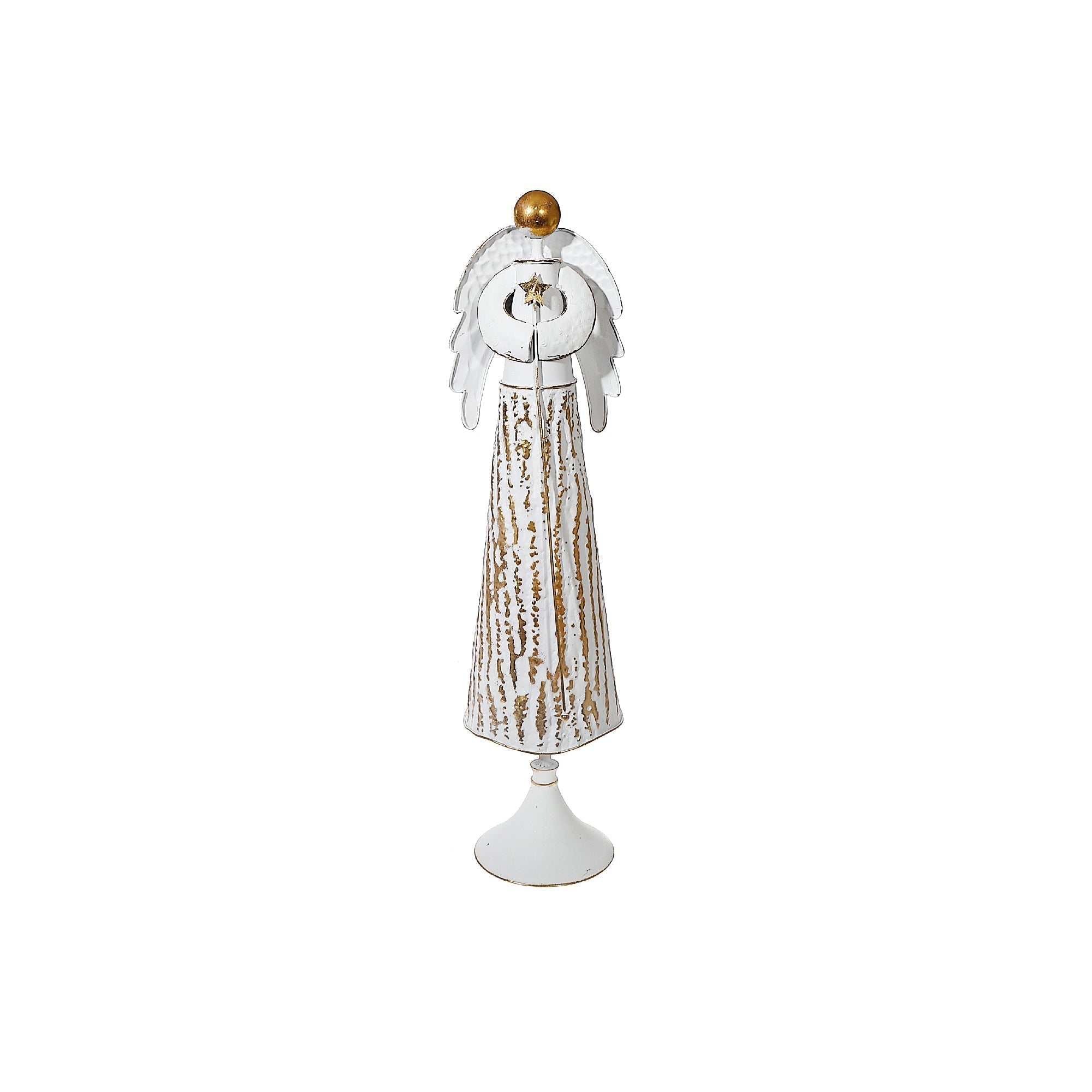 Large Metal Winged Angel Statue – Holiday Christmas Decor