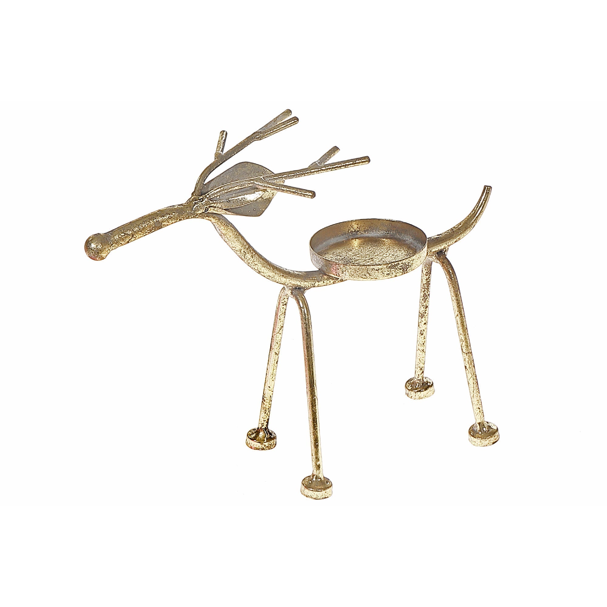 Gold Metal Deer Candleholder – Christmas Tabletop Décor