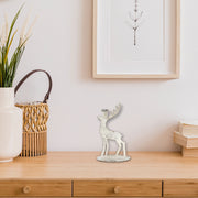 Distressed White Metal Deer Figurine – Christmas Holiday Décor