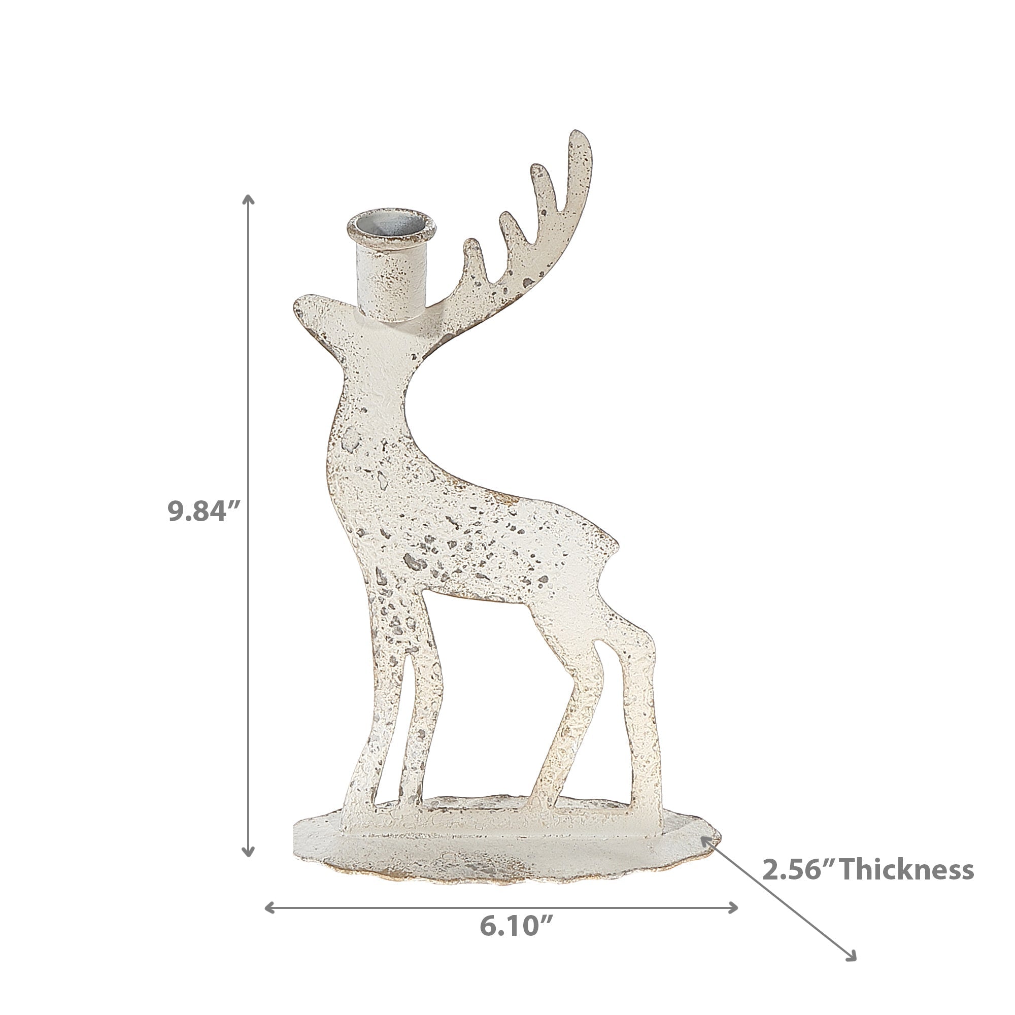 Distressed White Metal Deer Figurine – Christmas Holiday Décor