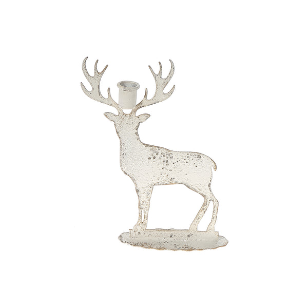 Distressed White Metal Deer