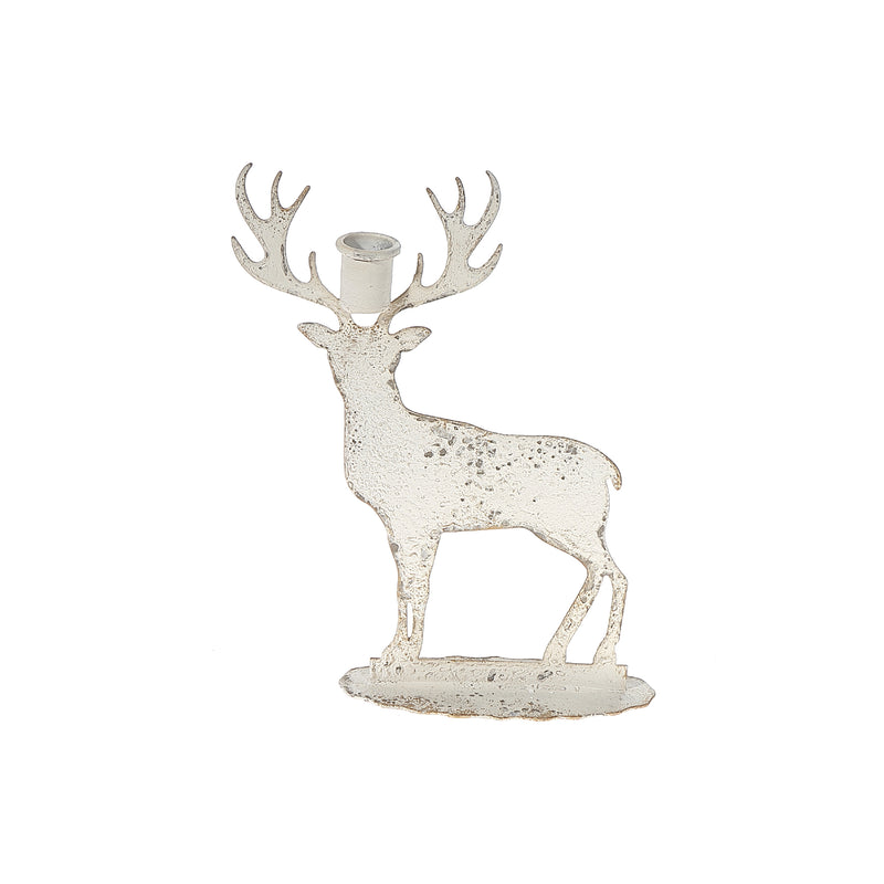 Distressed White Metal Deer