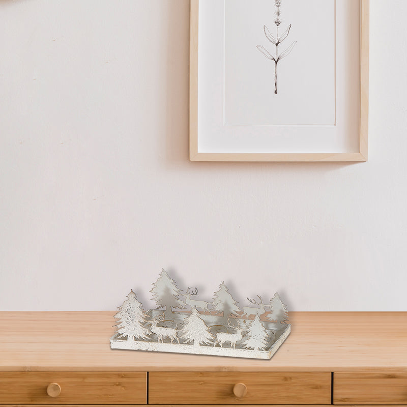 White Forest and Deer Table Top Decor