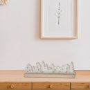 White Village Table Top Decor With Wood Base