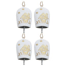 White & Gold Metal Embossed Cow Bell Ornament - Set of 4