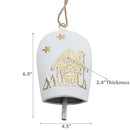 White & Gold Metal Embossed Cow Bell Ornament - Set of 4