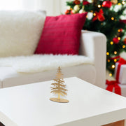 Gold Metal Tree Stand Set of 2 – Christmas Tabletop Decoration, Holiday Accent, Festive Seasonal Decor