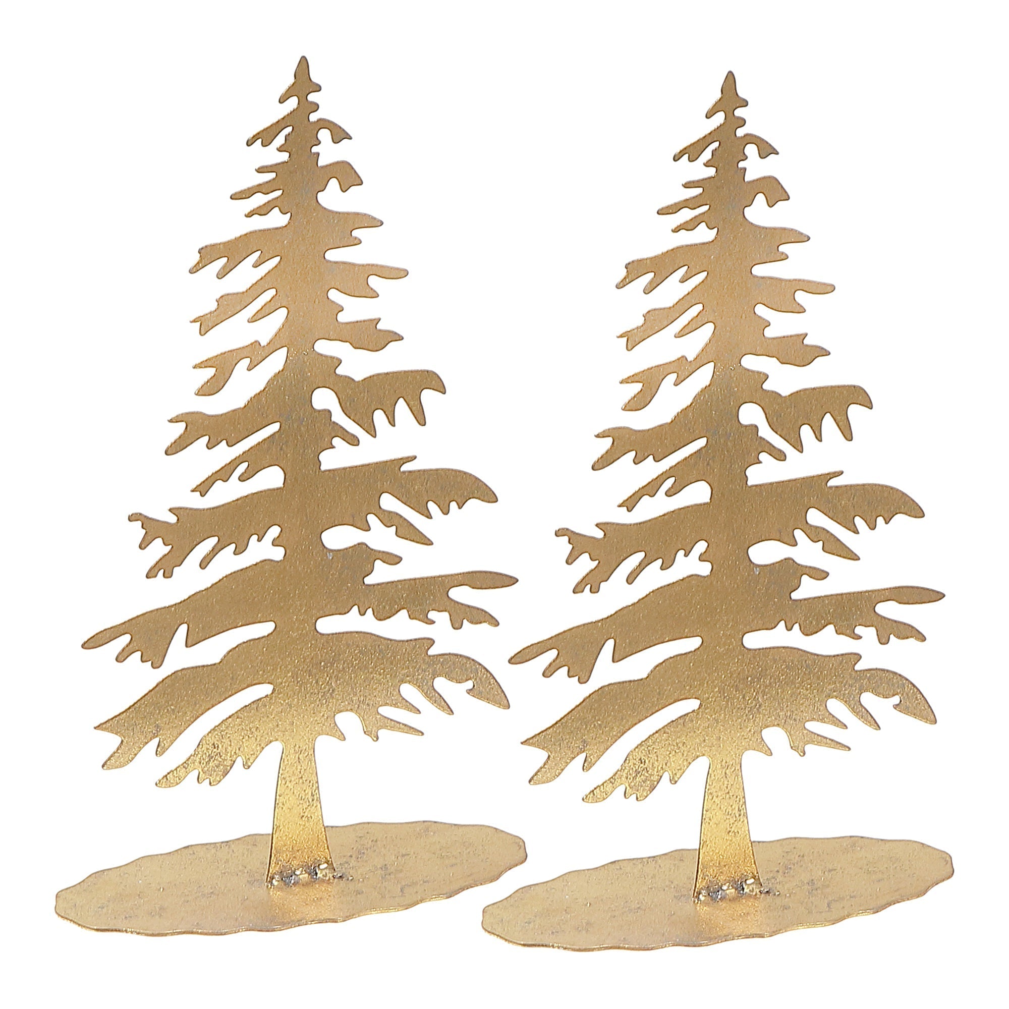 Gold Metal Tree Stand Set of 2 – Christmas Tabletop Decoration, Holiday Accent, Festive Seasonal Decor
